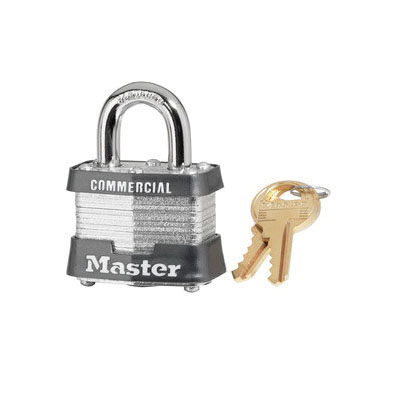Master Lock® 3D Safety Padlock, Different Key, Laminated Steel Body, 9/32 in Dia Shackle, 4-Pin Tumbler Locking Mechanism