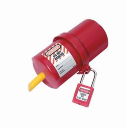 Master Lock® 487 Rotating Electrical Plug Lockout, For Use With 120/220 V Electrical Cord Plug Up to 2-1/4 in Dia, 1 Padlocks, 9/16 in Dia Max Padlock Shackle, Thermoplastic, Red