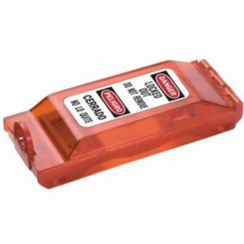 product Master Lock® 453L Large Oversized Plug and Hoist Cover, For Use With Oversized Levers and Plug, 6 Padlocks, 1/4 in Dia Max Padlock Shackle, Nylon, Red