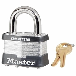 Master Lock&reg; 5KA Commercial Grade Non-Rekeyable Safety Padlock, Alike Key, 3/8 in Shackle, Laminated Steel Body, 4-Pin Tumbler Locking