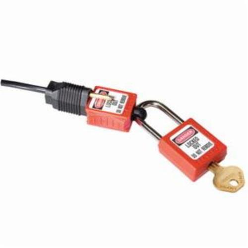 Brady&reg; 51252 EZ Panel Loc&reg; 1-Pole Electrical Risk Snap-On Circuit Breaker Switch Lockout Device, For Use With 120/277 V AC 1-Pole Circuit Breaker with No Hole in Switch Tongue, 9/32 in Dia Max Padlock Shackle, Red