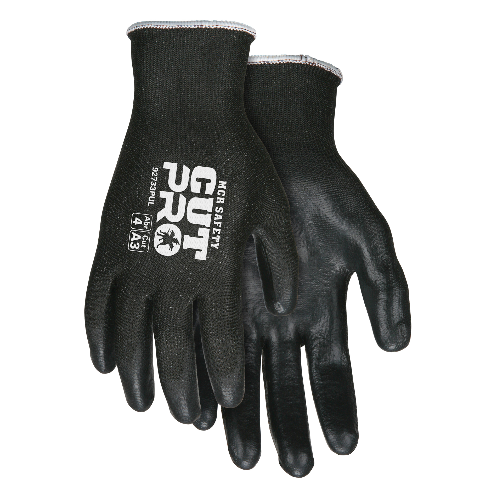 MCR Safety Cut Resistant Gloves,3,XL,Black,PR 92733PUXL