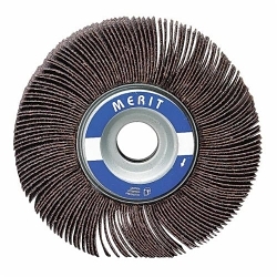 Merit&reg; Grind-O-Flex&trade; 08834134024 XX-2510 High Performance Mini Mounted Quick-Change Coated Flap Wheel, 2-1/2 in Dia, 1 in W Face, P120 Grit, Medium Grade, Aluminum Oxide Abrasive