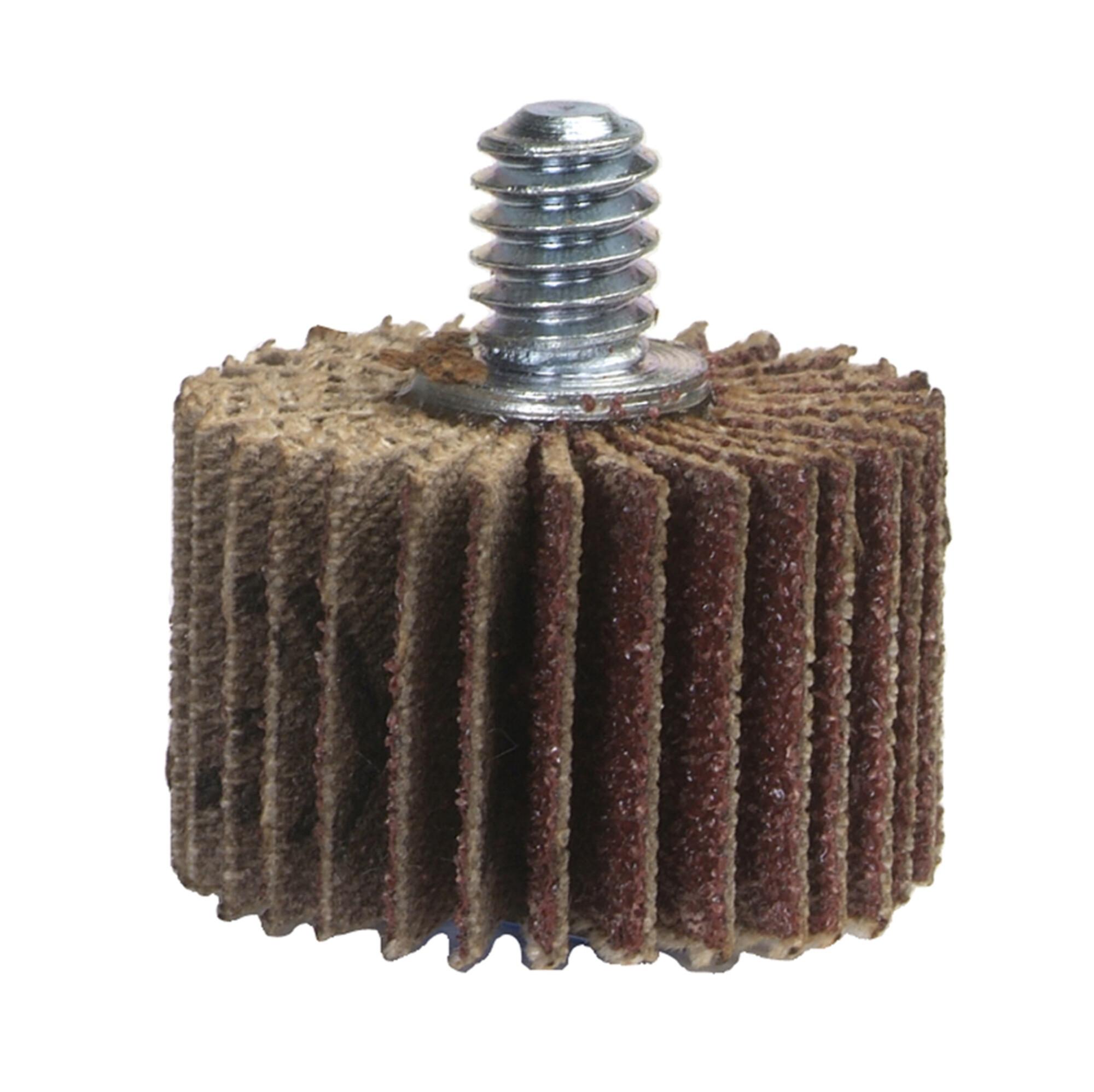 Merit&reg; Grind-O-Flex&trade; 08834137310 High Performance Mandrel Mount Mini Coated Flap Wheel, 1 in Dia Wheel, 1 in W Face, 1/4 in Dia Shank, 60 Grit, Coarse Grade, Aluminum Oxide/Ceramic Alumina Abrasive