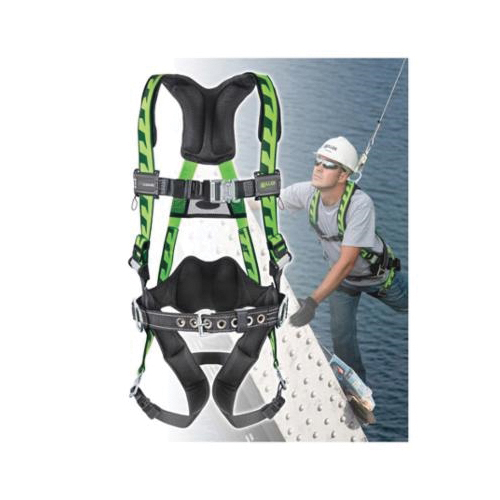 Miller&reg; by Honeywell AirCore&trade; AC-TB-BDP/UGN Harness, Universal, 400 lb Load, Polyester Strap, Tongue Leg Strap Buckle, Quick-Connect Chest Strap Buckle, Carbon Steel Hardware, Green