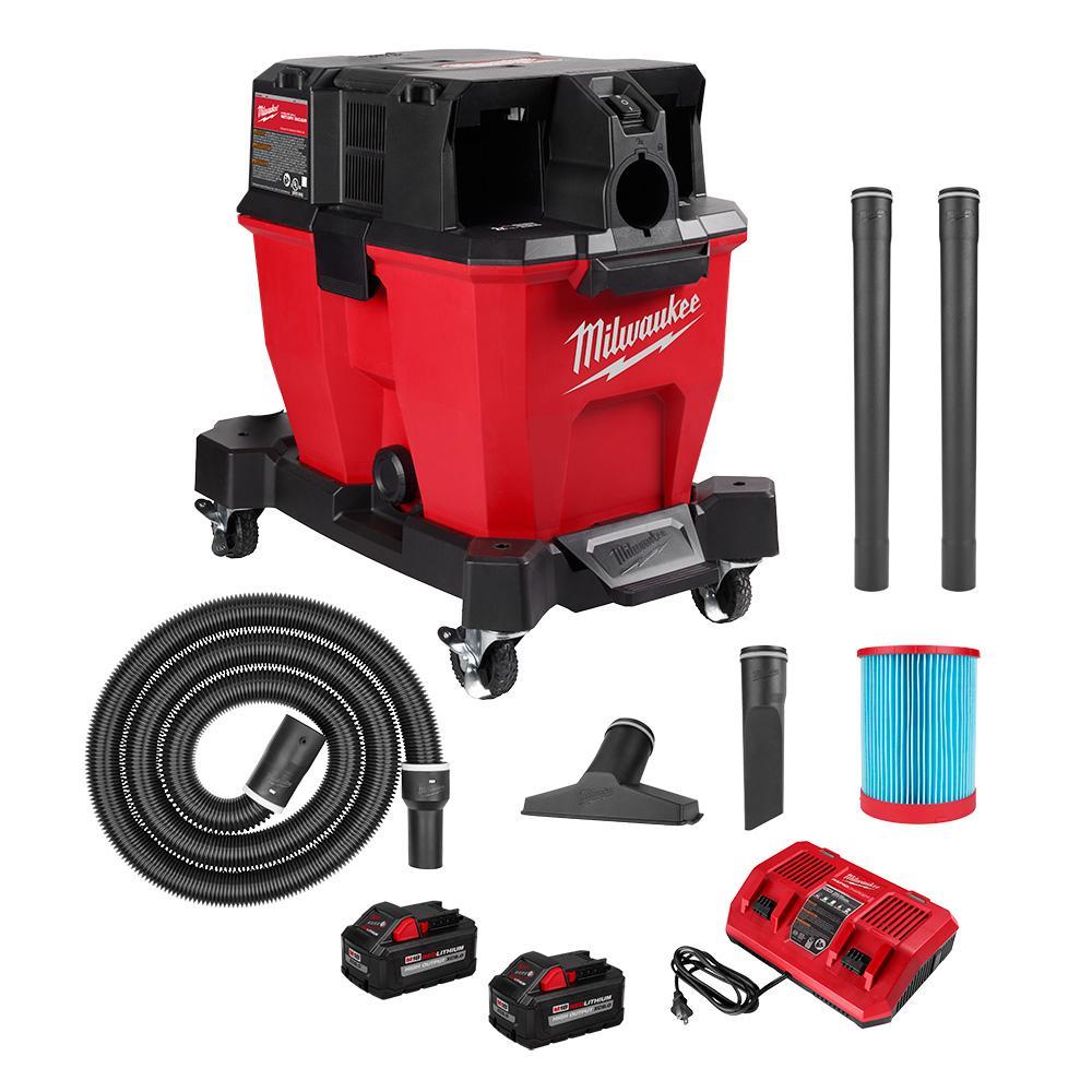 Milwaukee&reg; 0930-22HD Cordless Dual Battery Wet/Dry Vacuum Kit, 12 A, 12 gal Tank, 4.25 hp Power Rating, 18 V, Polypropylene Housing