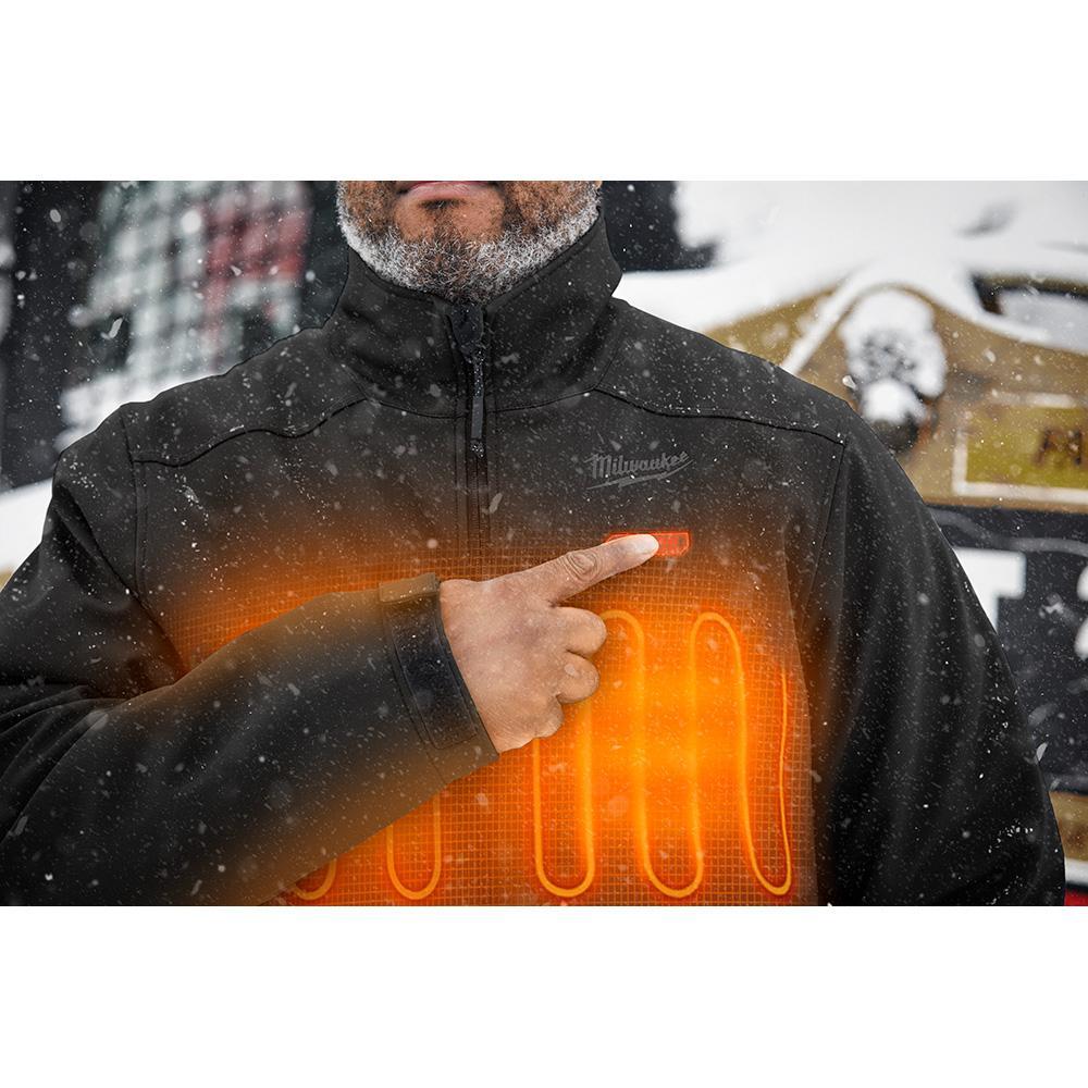 Milwaukee&reg; 204B-21L M12&trade; TOUGHSHELL&trade; Heated Jacket, L, Black, TOUGHSHELL&trade; Stretch Polyester Outer/Brushed Tricot Inner, Resists: Wind/Water