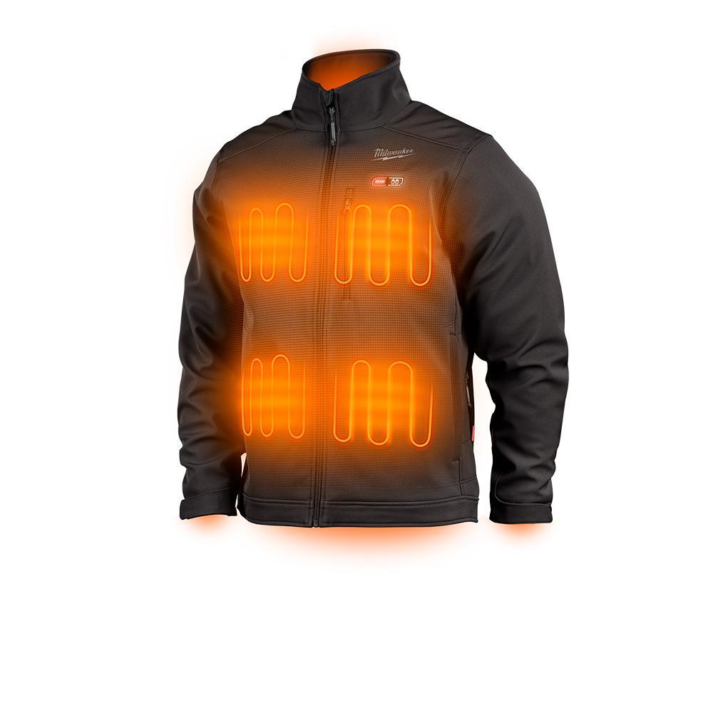 Milwaukee&reg; 204B-21L M12&trade; TOUGHSHELL&trade; Heated Jacket, L, Black, TOUGHSHELL&trade; Stretch Polyester Outer/Brushed Tricot Inner, Resists: Wind/Water