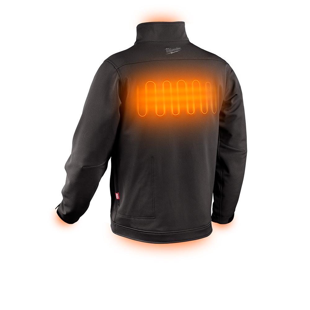 Milwaukee&reg; 204B-21L M12&trade; TOUGHSHELL&trade; Heated Jacket, L, Black, TOUGHSHELL&trade; Stretch Polyester Outer/Brushed Tricot Inner, Resists: Wind/Water