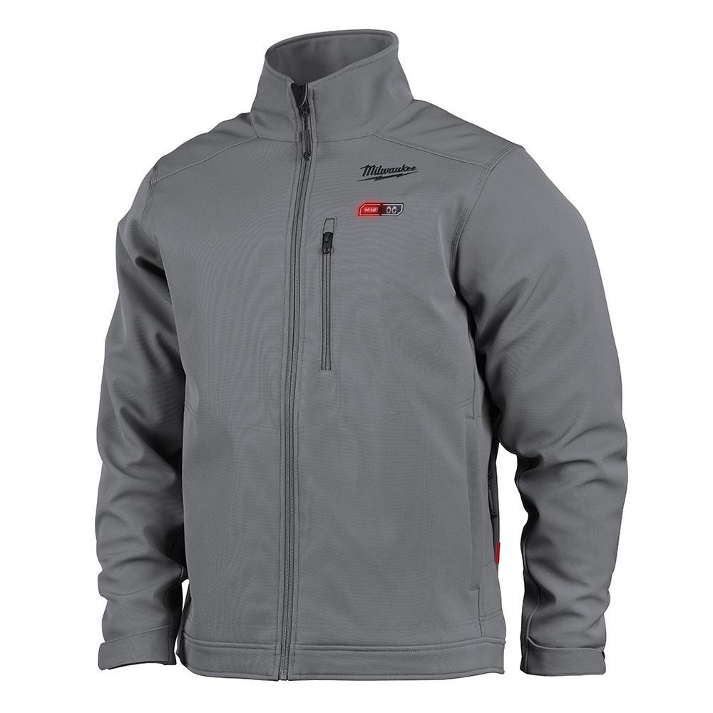 Milwaukee&reg; 204G-21L M12&trade; TOUGHSHELL&trade; Heated Jacket, L, Gray, TOUGHSHELL&trade; Stretch Polyester Outer/Brushed Tricot Inner, Resists: Wind/Water