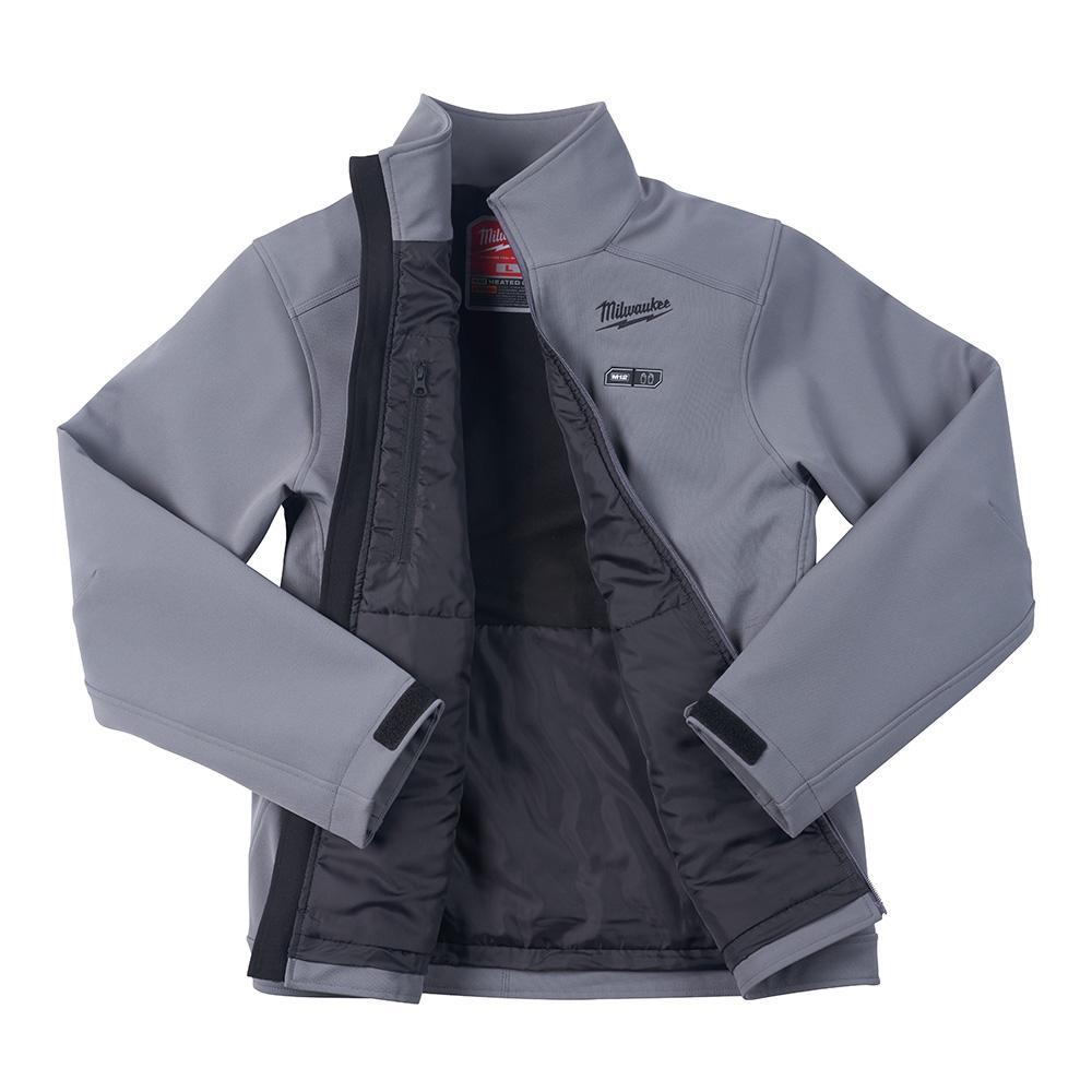 Milwaukee&reg; 204G-21L M12&trade; TOUGHSHELL&trade; Heated Jacket, L, Gray, TOUGHSHELL&trade; Stretch Polyester Outer/Brushed Tricot Inner, Resists: Wind/Water