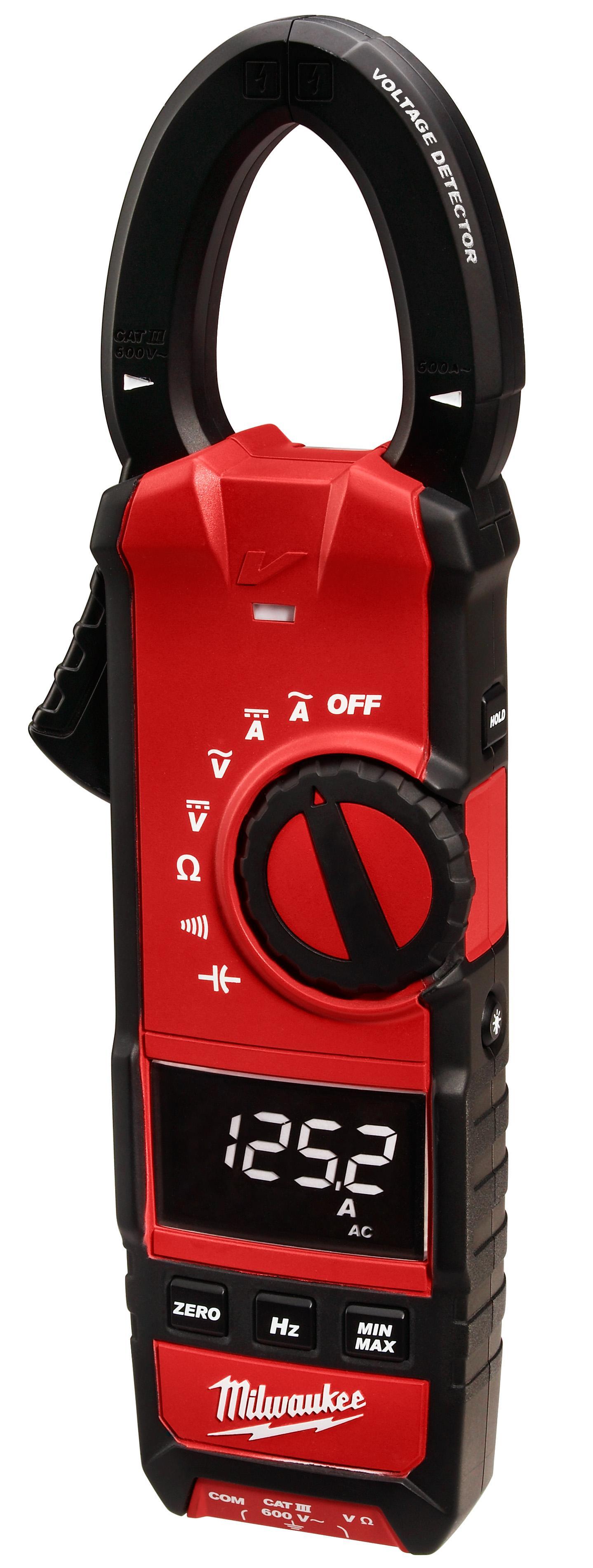 Milwaukee&reg; 2237-20NST Clamp Meter, 600 A, 600 V AC, 6 kOhm, 1.4 in Jaw, Reverse Black LCD Display