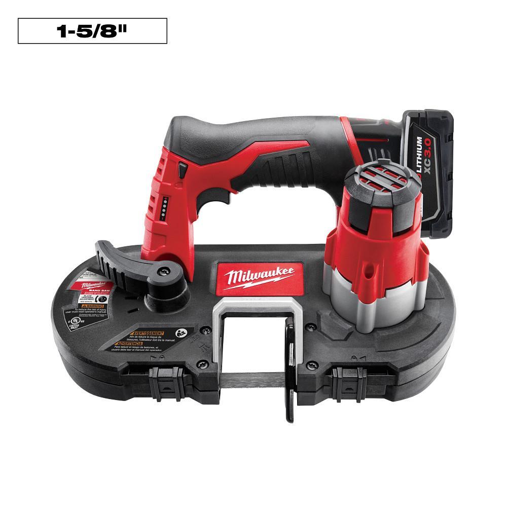 Milwaukee® 2429-20 Sub-Compact Cordless Band Saw, 1-5/8 in Cutting, 27 in L x 0.5 in W x 0.02 in THK Blade, 12 VDC, 4 Ah Li-Ion Battery