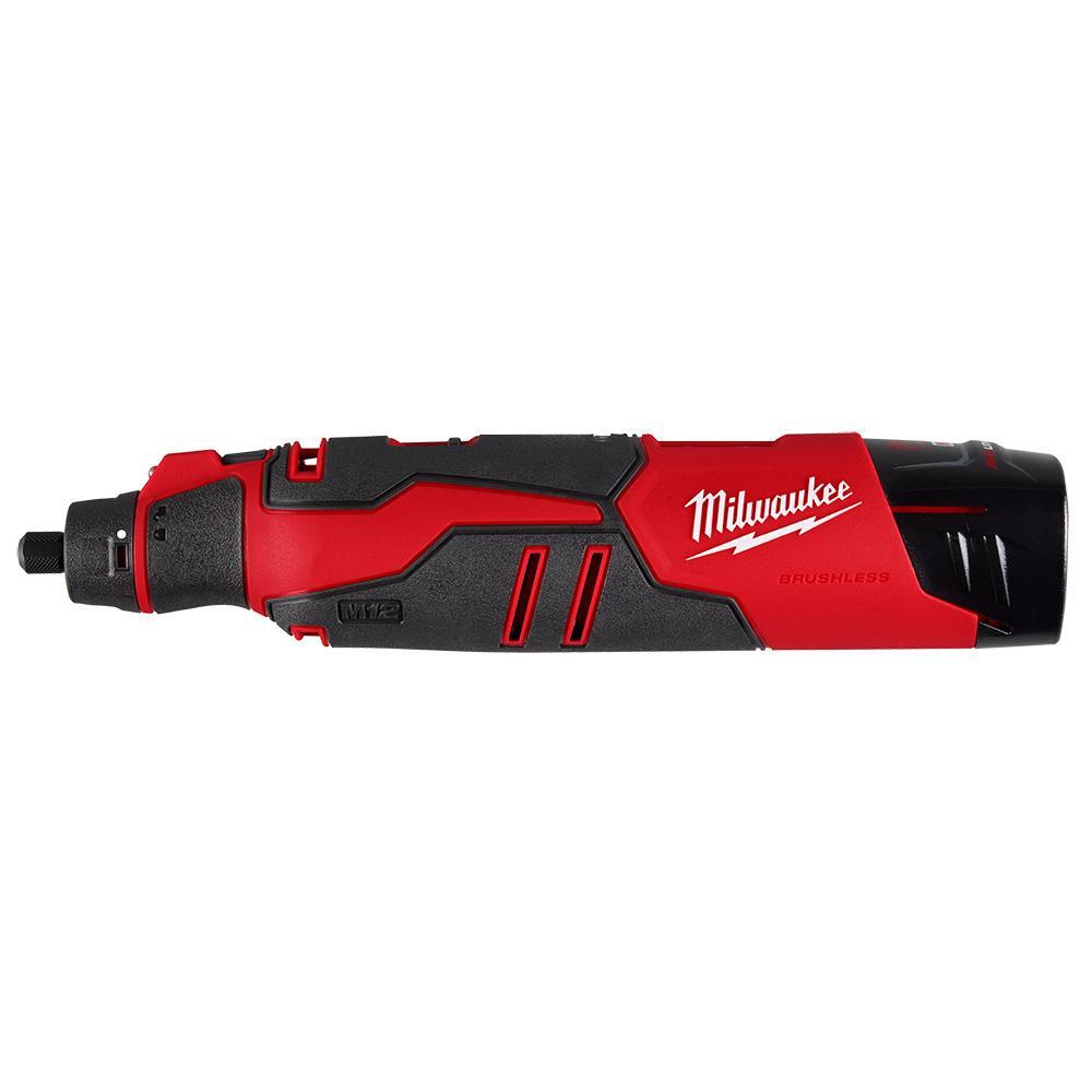 Milwaukee&reg; M12&trade; 2460-20 Cordless Rotary Tool, 12 V DC, 5000 to 32000 rpm Speed, Li-Ion Battery, Slide ON/OFF With Speed Dial Switch