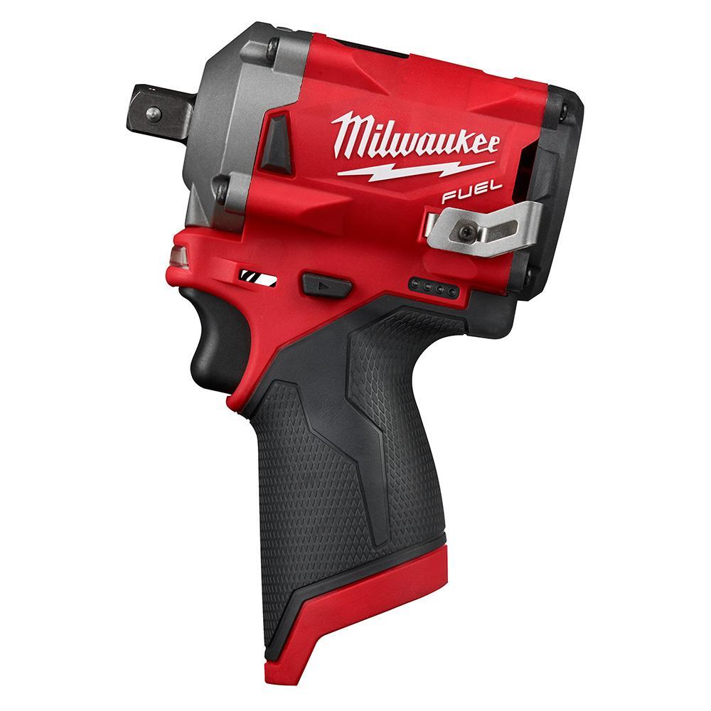 Milwaukee&reg; M12&trade; FUEL&trade; 2555P-80 Cordless Reconditioned Stubby Pin Impact Wrench, 1/2 in Square Drive, 250 ft-lb Torque, 12 V, 4.9 in OAL