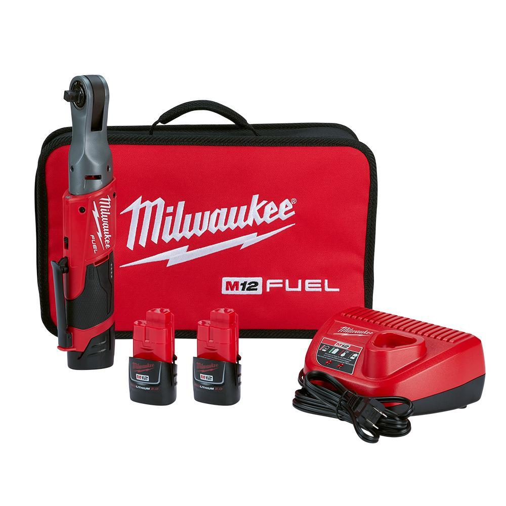 Milwaukee&reg; M12 FUEL&trade; 2560-20 Cordless Extended Reach Ratchet, 3/8 in Drive, 55 ft-lb Torque, 0 to 200 rpm Speed, 12 V, Li-Ion Battery, 14.3 in OAL