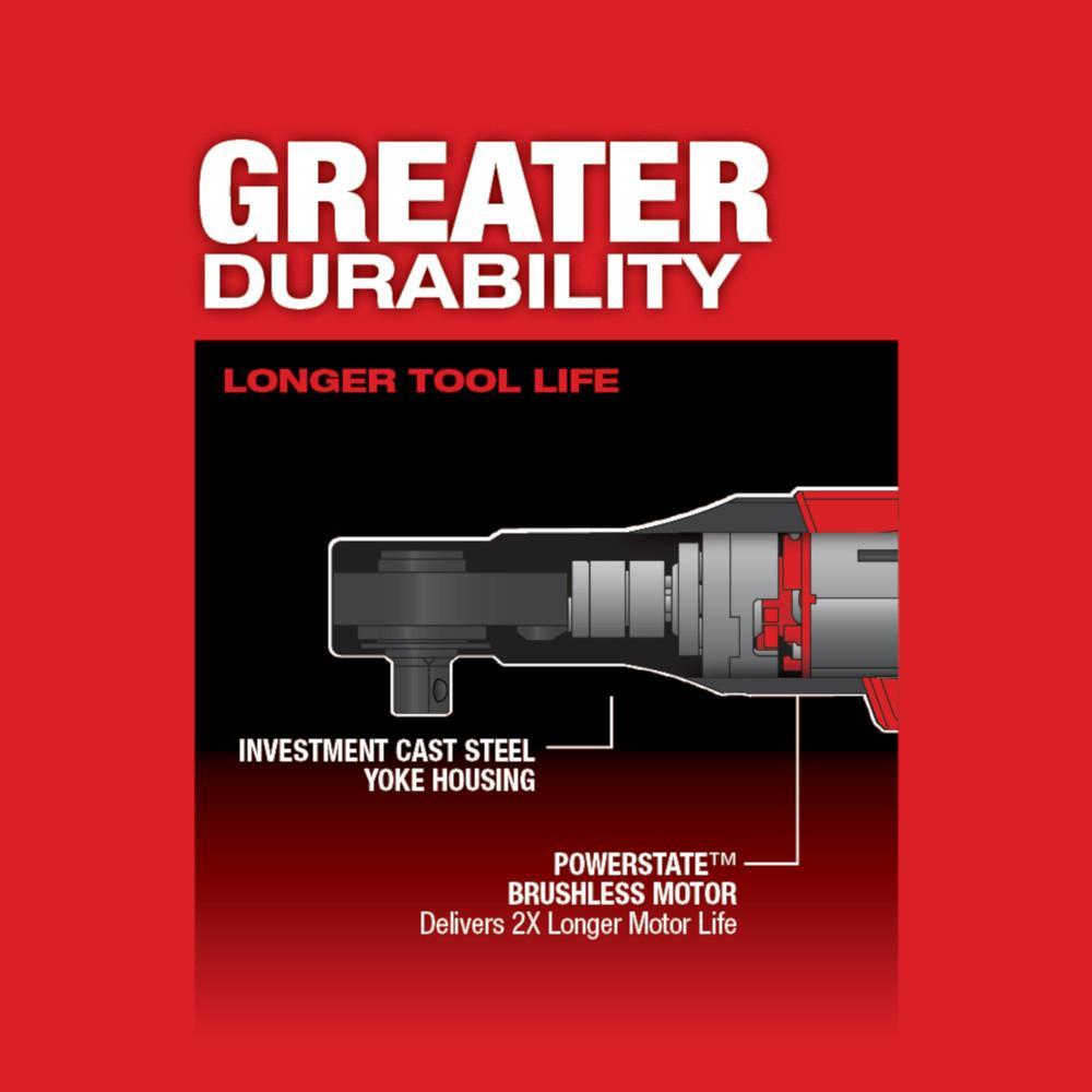 Milwaukee&reg; 2557-22 M12 FUEL&trade; Ratchet 2 Battery Kit, 3/8 in Drive, 55 ft-lb Torque, 200 rpm Speed, 12 V DC, Li-Ion Battery, 10.87 in OAL