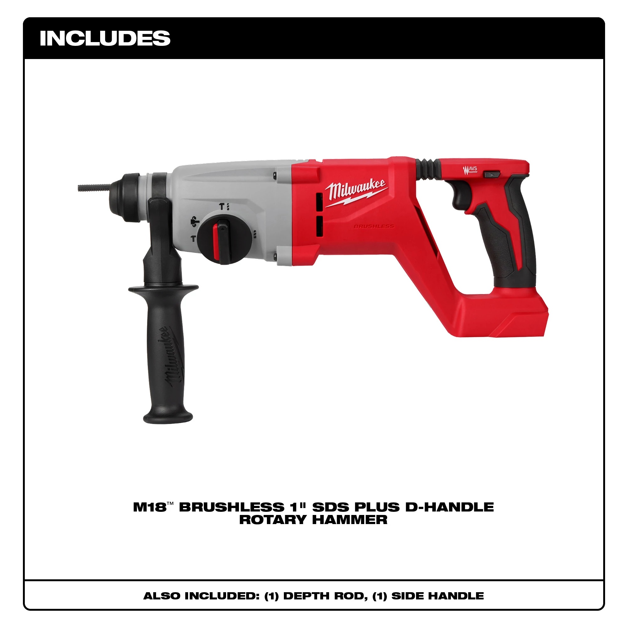 Milwaukee&reg; 2613-20 M18&trade; Cordless Rotary Hammer, 1 in Chuck SDS Plus Chuck, 4580 bpm, 1270 rpm No-Load