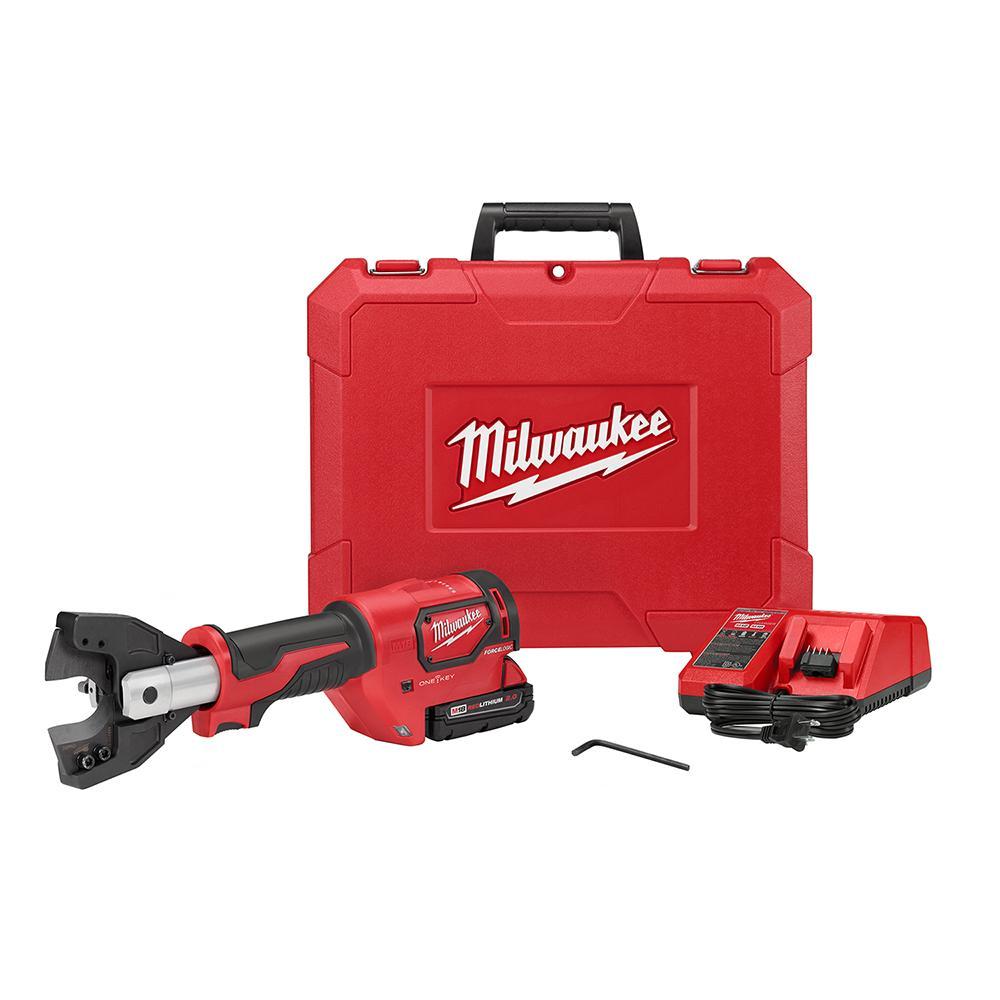 Milwaukee&reg; M12&trade; REDLITHIUM&trade; 2472-21XC Cordless Cable Cutter Kit, 600 kcmil Copper, 750 kcmil Aluminum, 1-3/16 in Communication Cable Cutting, 12 V DC, 3 Ah Li-Ion Battery