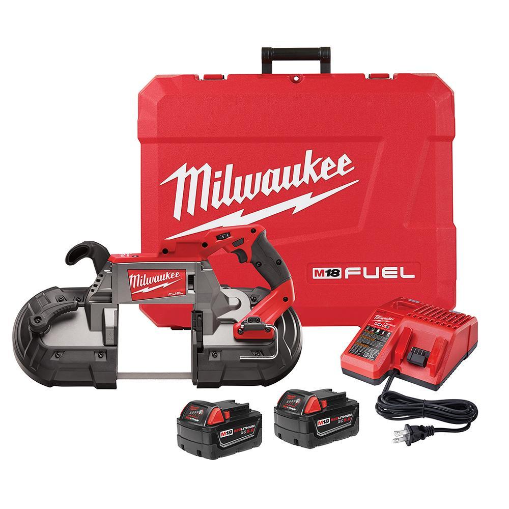 DeWALT® 20V MAX* MATRIX™ DCS374P2 XR™ Brushless Deep Cut Portable Cordless Band Saw Kit, 5 x 4-3/4 in Cutting, 44-7/8 in L Blade, 20 VDC, 5 Ah Li-Ion Battery