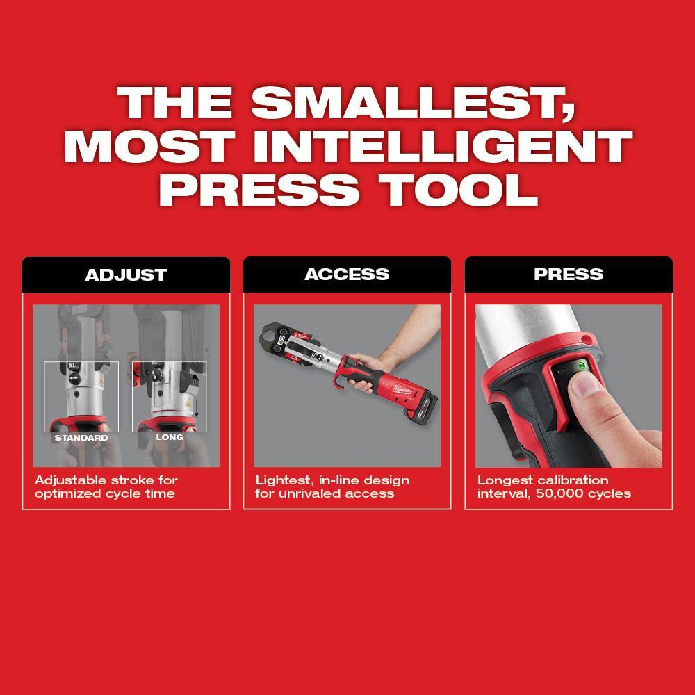 Milwaukee&reg; M18&trade; FORCE LOGIC&trade; 2773-22L Long Throw Cordless Press Tool Kit, 7200 lb Crimping, 18 V DC, Li-Ion Battery, 18.3 in OAL