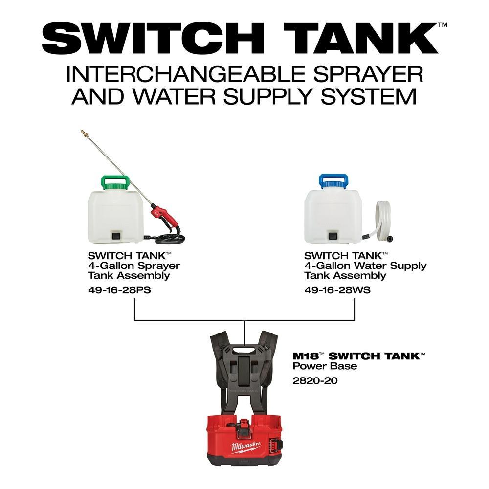 Milwaukee&reg; M18&trade; SWITCH TANK&trade; 2820-21WS Backpack Water Supply Kit, 4 gal Tank, 20 to 60 psi Pressure