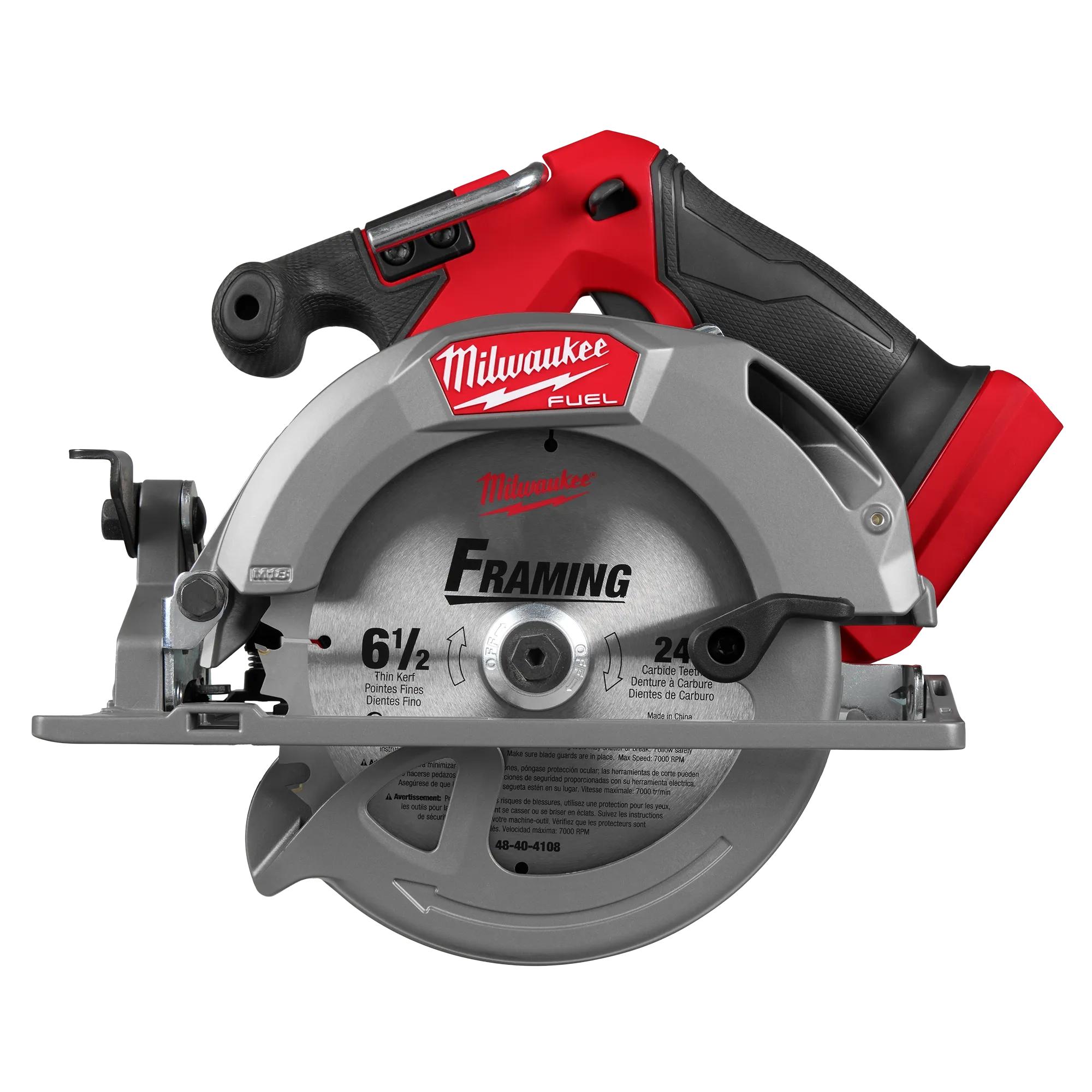 Milwaukee&reg; 2630-20 Cordless Circular Saw, 6-1/2 in Blade, 5/8 in Arbor/Shank, 18 V DC, 1-5/8 in 45 deg, 2-1/8 in at 90 deg D Cutting, Li-Ion Battery, Left Blade Side