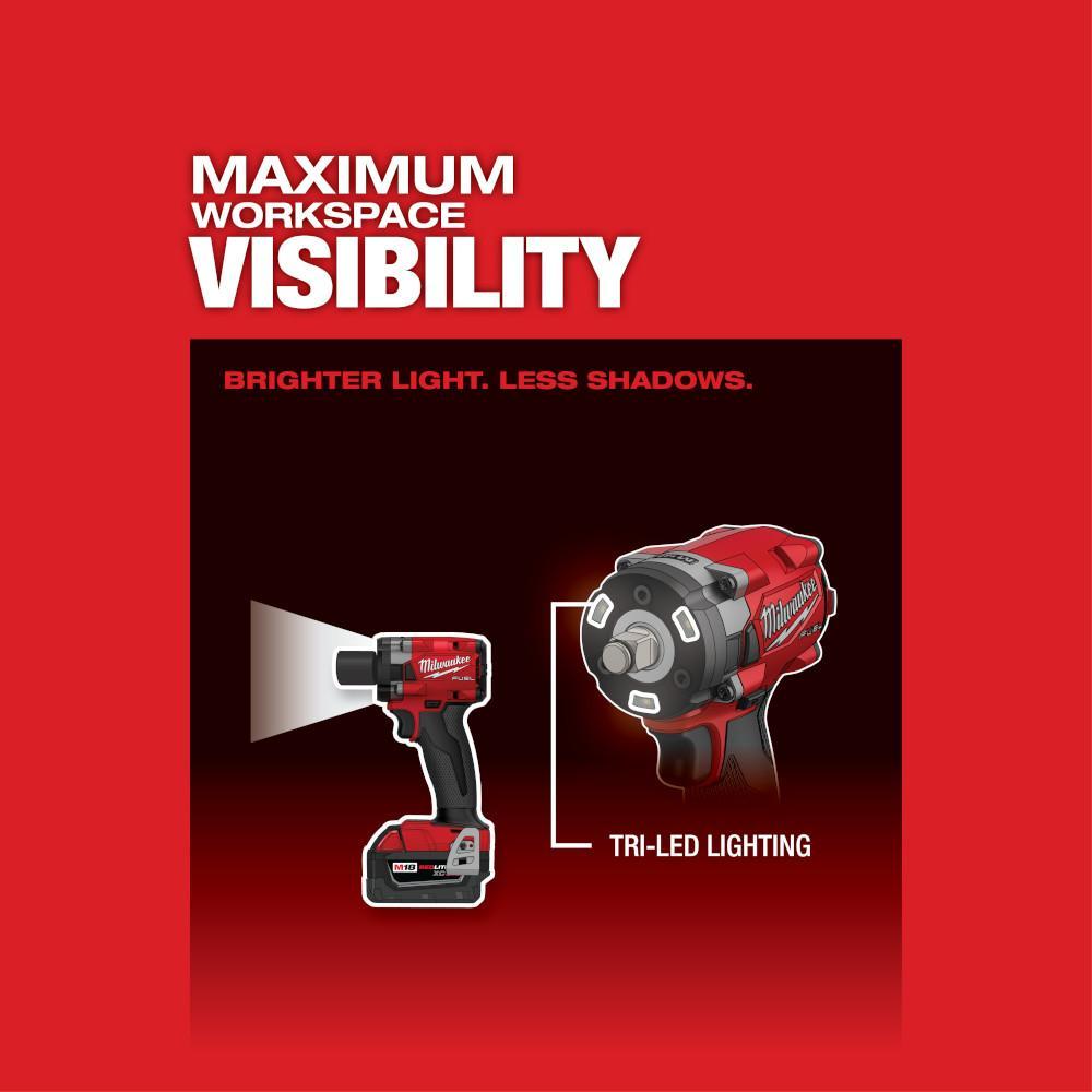 Milwaukee&reg; 2855-20 M18&trade; FUEL&trade; Cordless Variable Compact Impact Wrench With Friction Ring, 1/2 in, 250 in-lb Torque, 18 V, 4.9 in OAL