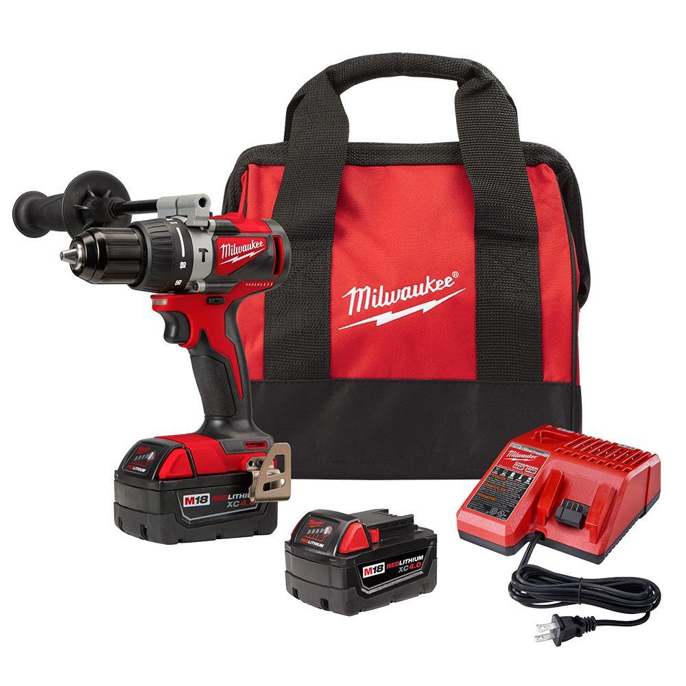 Milwaukee&reg; 2902-22 Brushless Cordless Hammer Drill Kit, 1/2 in Single Sleeve Ratcheting Chuck, 18 V DC, 0 to 550/0 to 1800 rpm No-Load, Li-Ion Battery