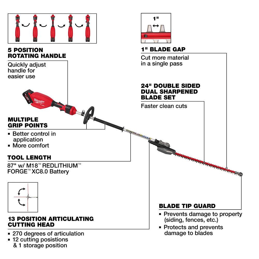 Milwaukee&reg; 3012-21 3012 M18 FUEL Trimmer, Double Sided Dual Action Blade, 87 in OAL, Lithium Battery