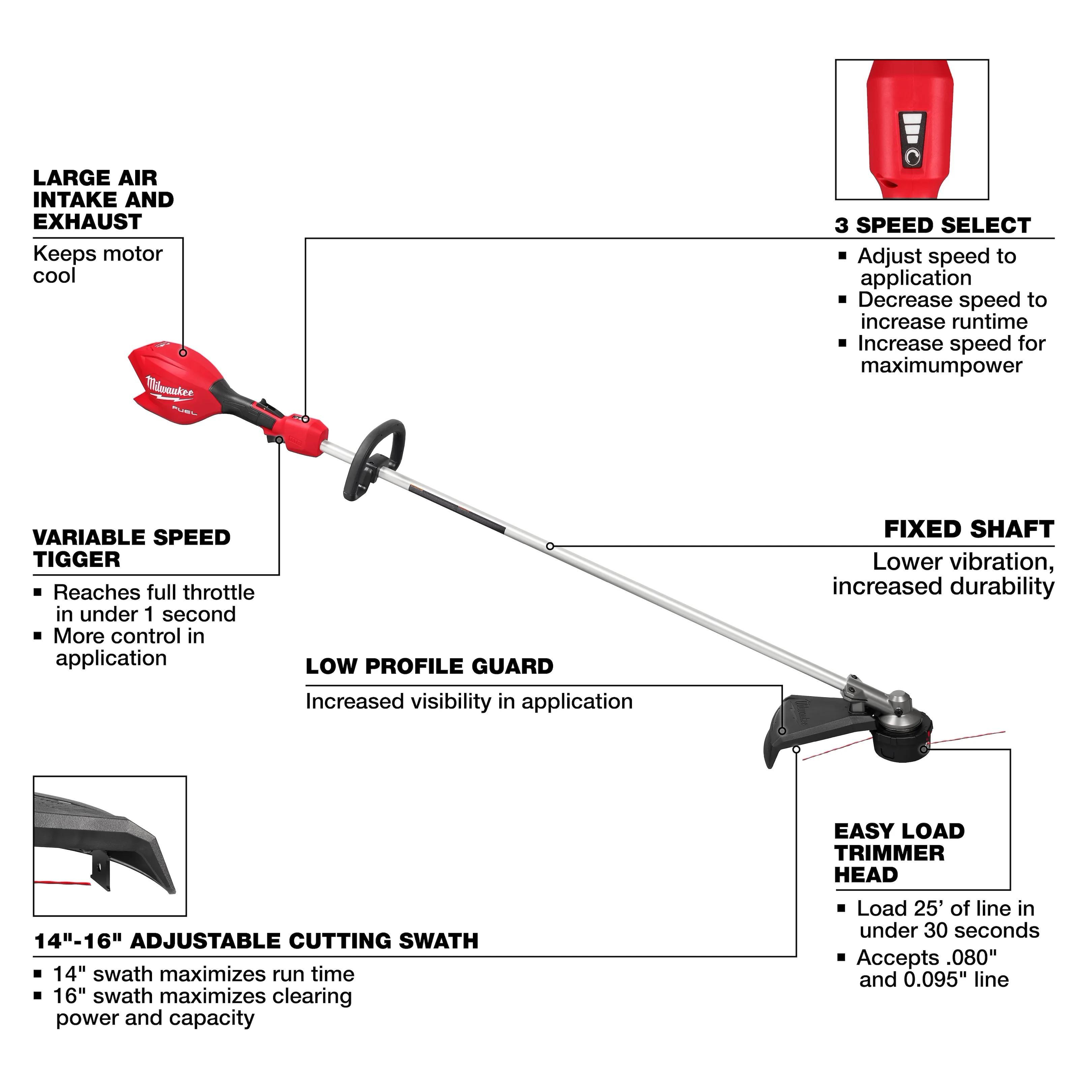 Milwaukee&reg; 3046-20 M18 FUEL&trade; String Trimmer, 14 to 16 in W Cutting