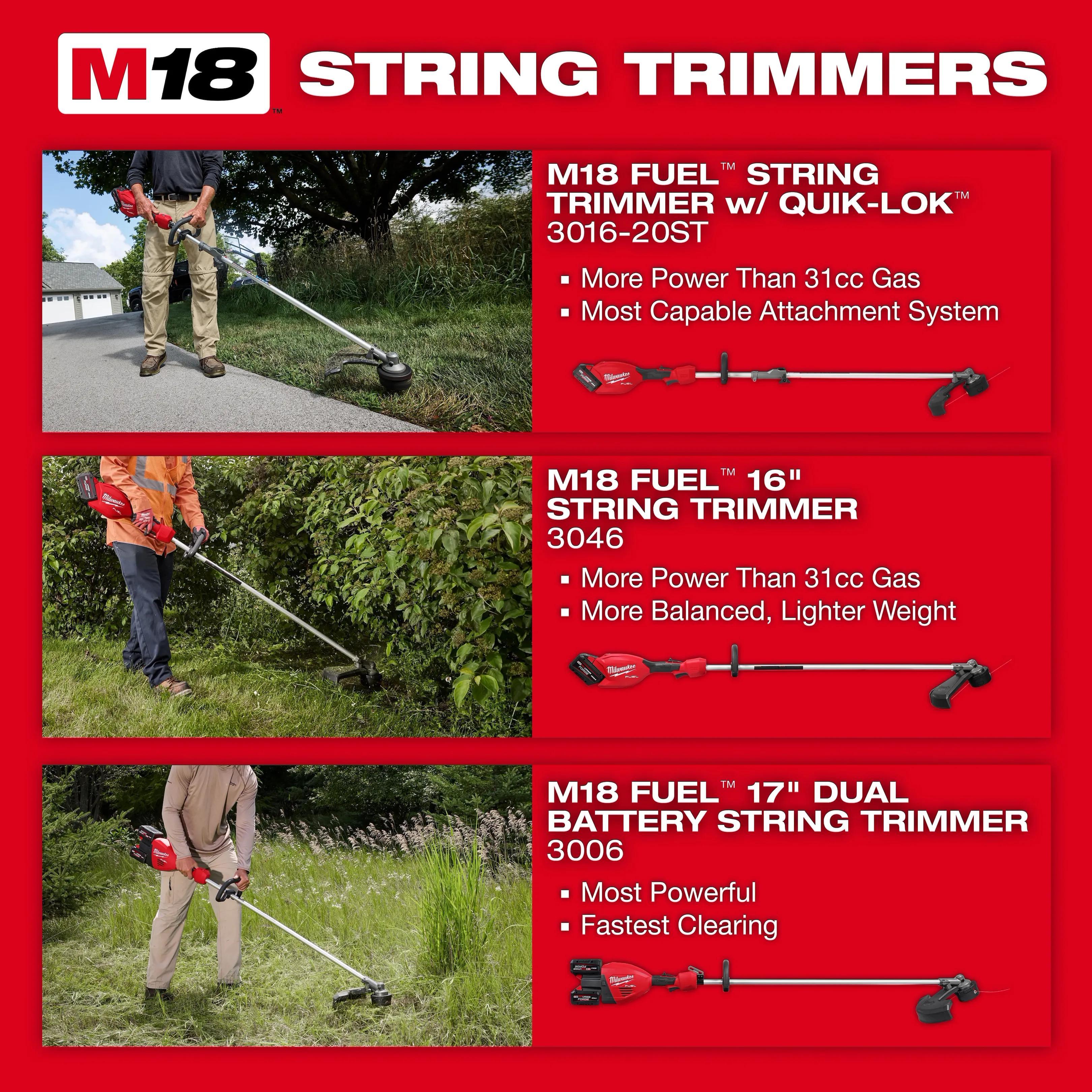 Milwaukee&reg; 3046-20 M18 FUEL&trade; String Trimmer, 14 to 16 in W Cutting