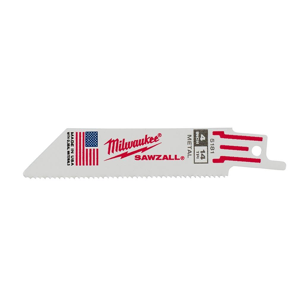 Milwaukee&reg; SAWZALL&reg; The Torch&trade; 48-00-5782 Demolition Straight Back Reciprocating Saw Blade, 6 in L x 1 in W, 14 TPI, Bi-Metal Body, Universal/Toothed Edge Tang
