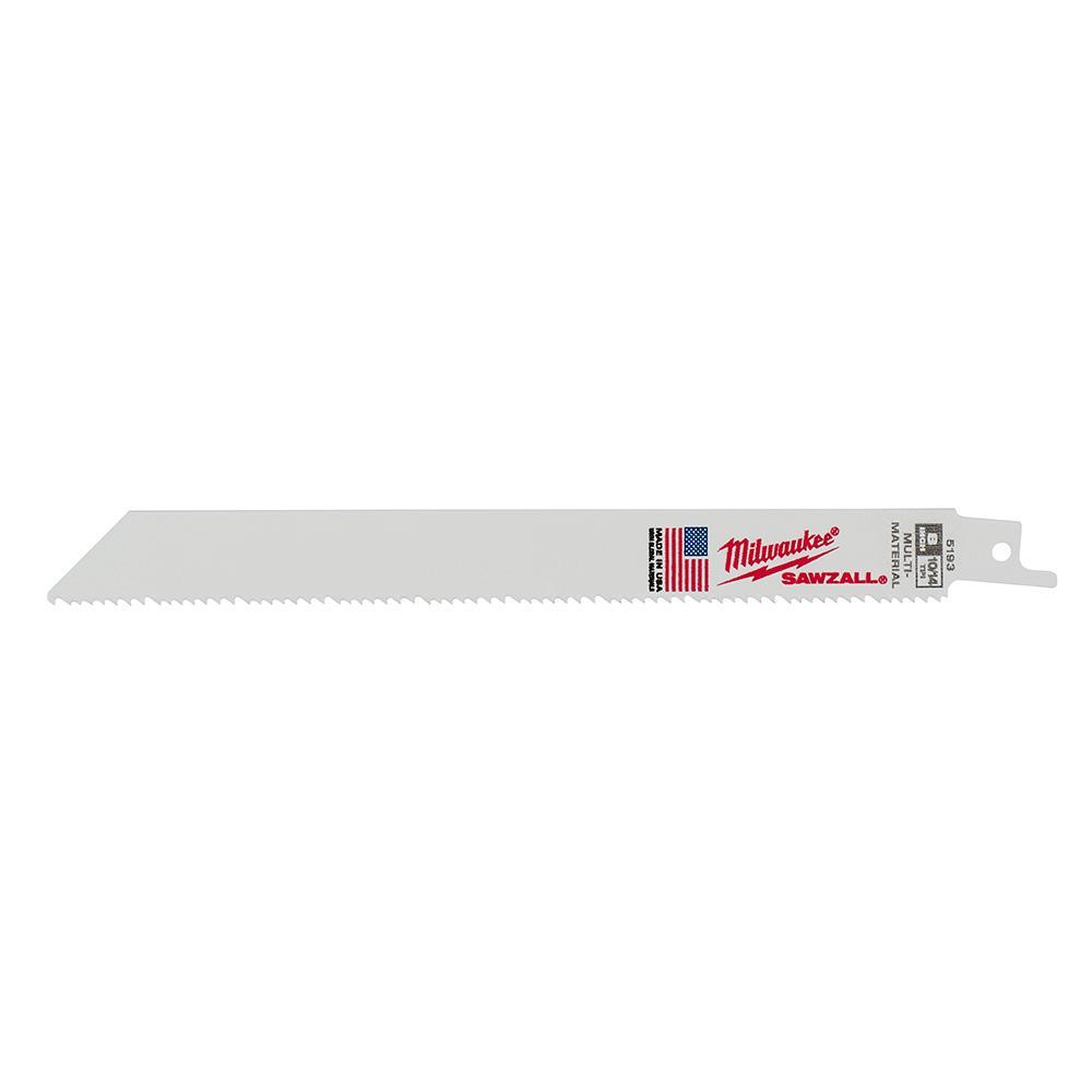 Milwaukee® SAWZALL® 48-00-5182 Double Duty Straight Back Thin Kerf Reciprocating Saw Blade, 6 in L x 3/4 in W, 14 TPI, Bi-Metal Body, Universal/Toothed Edge Tang