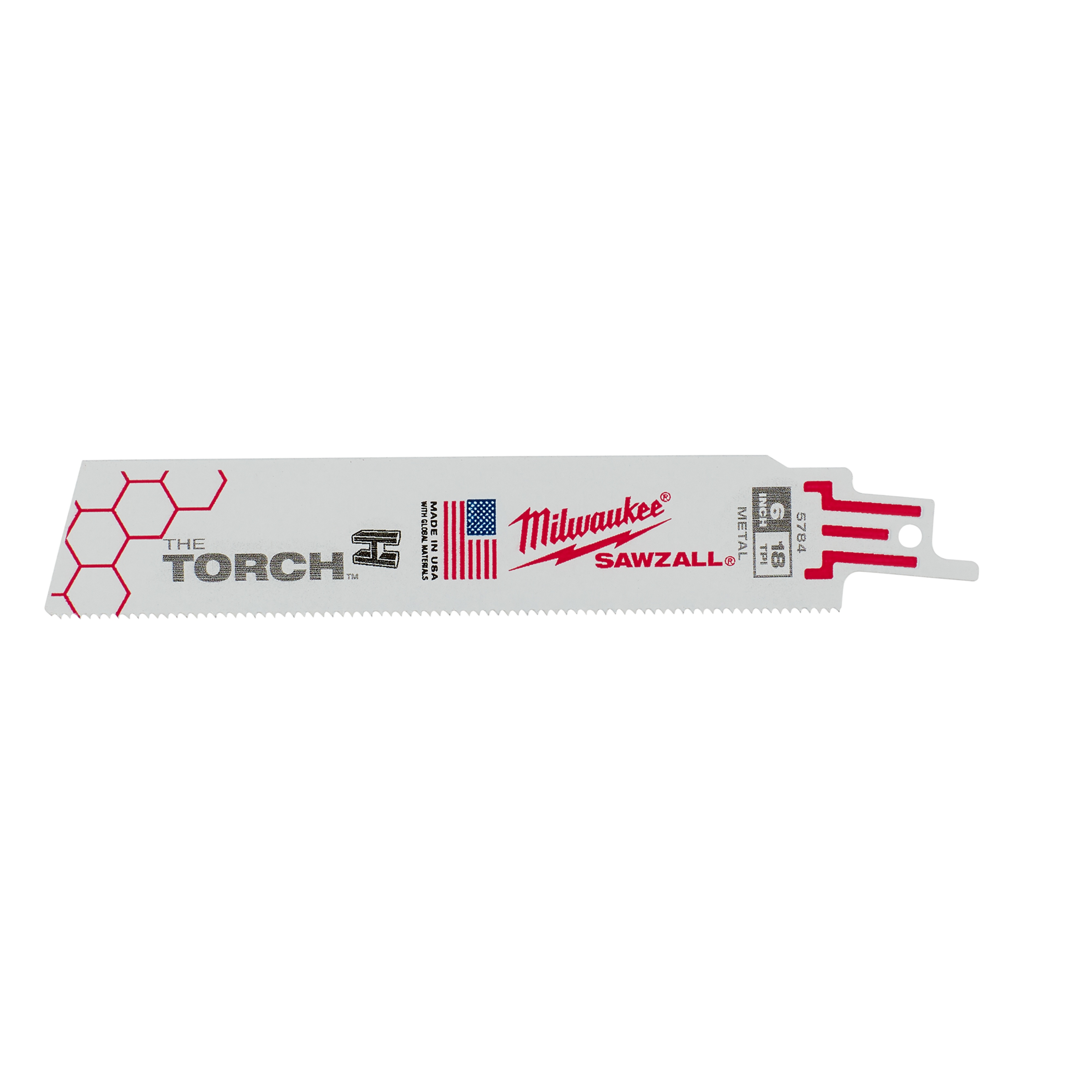 Milwaukee&reg; SAWZALL&reg; 48-00-5185 Double Duty Straight Back Thin Kerf Reciprocating Saw Blade, 4 in L x 3/4 in W, 24 TPI, Bi-Metal Body, Universal/Toothed Edge Tang