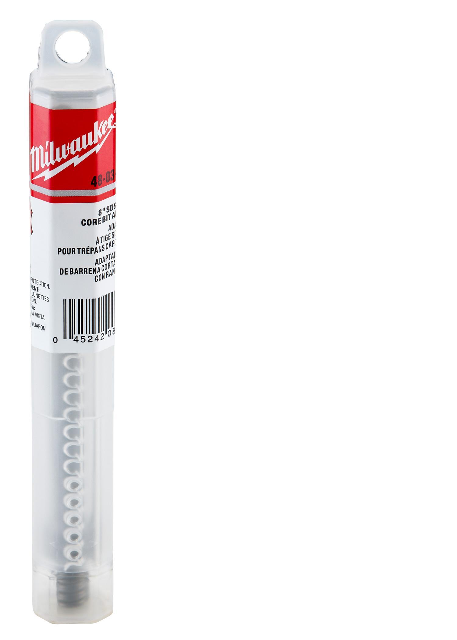 Milwaukee&reg; 48-03-3545 Core Bit Adapter, SDS-Plus Adapter Shank, For Use With 1 to 1-1/2 in Thinwall Core Bit, 8 in OAL