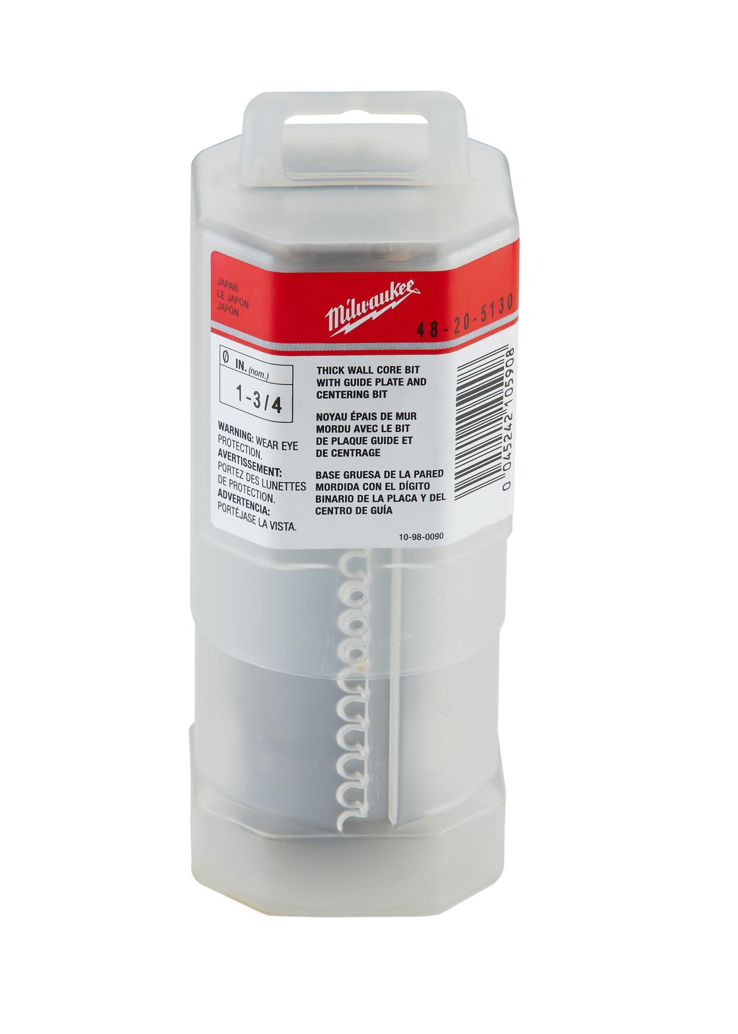 Milwaukee&reg; 48-20-5130 Heavy Duty Thick Wall Core Bit, 1-3/4 in Drill - Fraction, 1.75 in Drill - Decimal Inch, Carbide