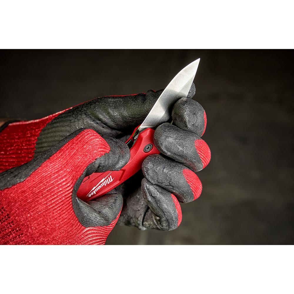 Milwaukee&reg; 48-22-1521 Compact Sharpenable Folding Knife, Stainless Steel Straight Edge Blade, 2-1/4 in L Blade, Thumb Hole Opening