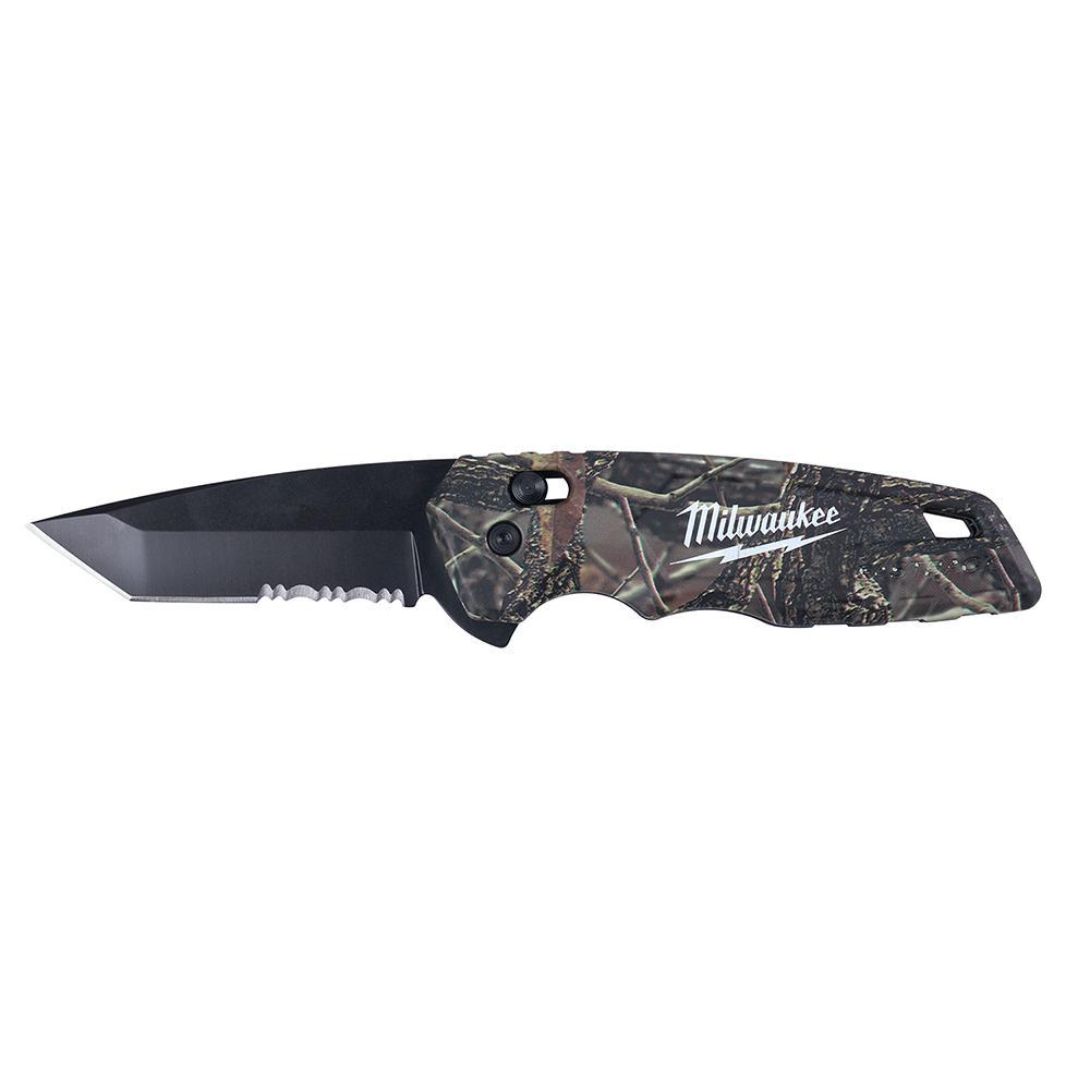 Milwaukee&reg; FASTBACK&trade; 48-22-1535 Spring Assisted Folding Knife, Stainless Steel Tanto Blade, Serrated Edge, Slide-Lock Opening