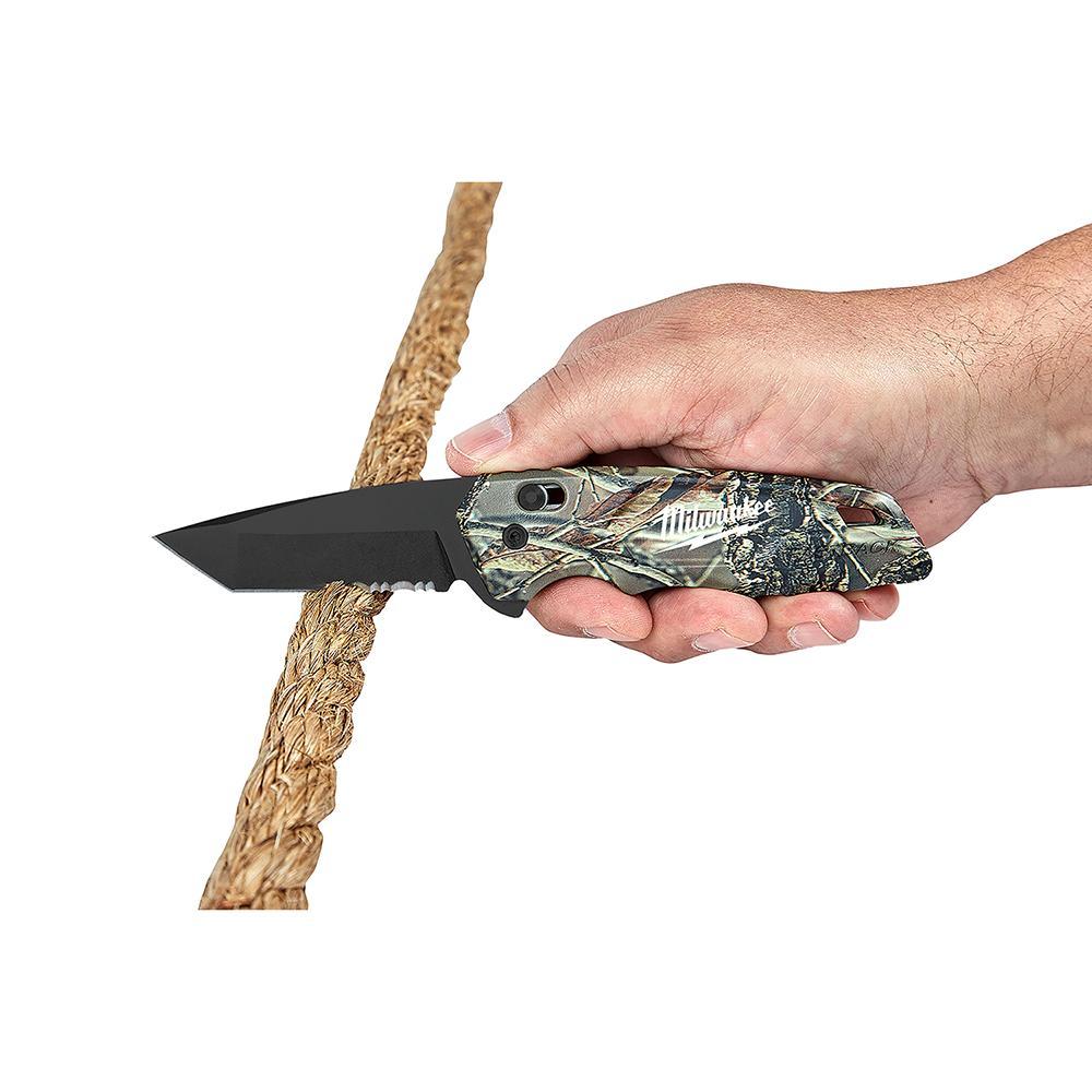 Milwaukee&reg; FASTBACK&trade; 48-22-1535 Spring Assisted Folding Knife, Stainless Steel Tanto Blade, Serrated Edge, Slide-Lock Opening
