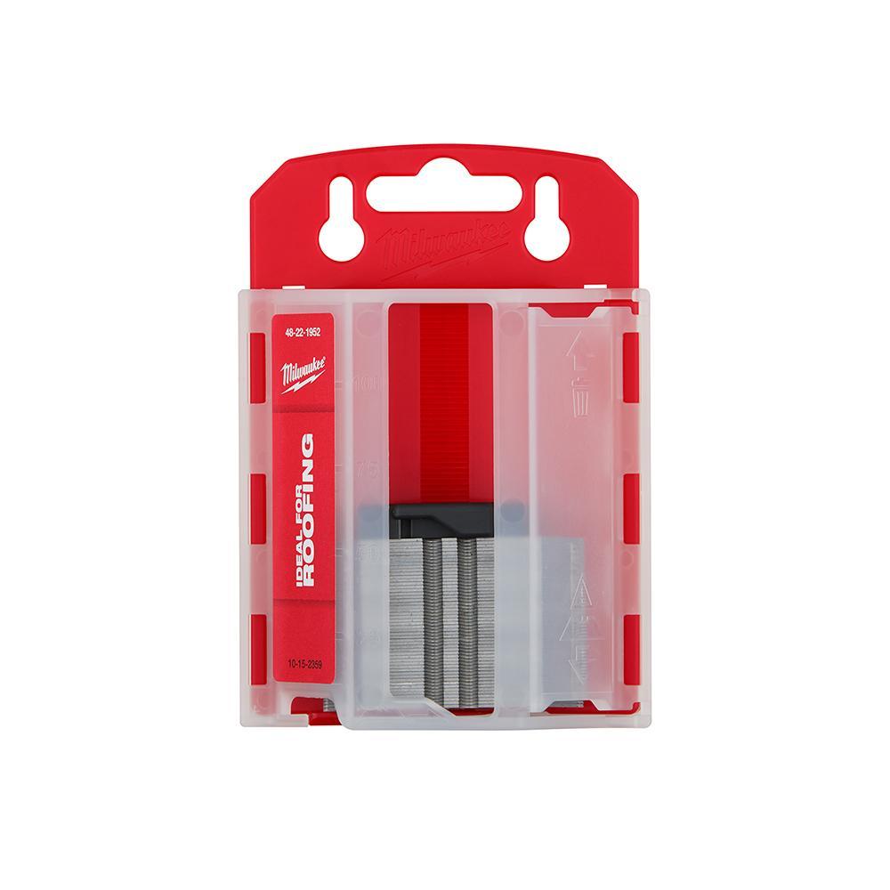 Milwaukee&reg; 48-22-1952 50-Piece Double Ended Utility Knife Blade With Dispenser, Micro Carbide Metal, Hook, Sharp Point, 1-7/8 in L x 3/4 in W Blade, Compatible With: Milwaukee&reg; Most Standard Utility Knives, 0.025 in THK