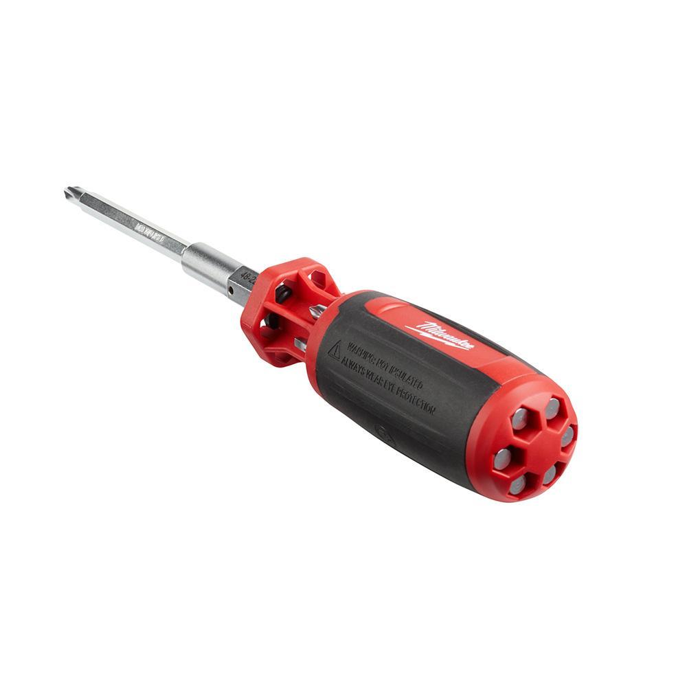 Milwaukee&reg; 48-22-2132 9-in-1 General Purpose Multi-Bit Screwdriver, 9 Pieces, Phillips&reg;/Slotted/Square Point, Ergonomic Grip Handle, Steel