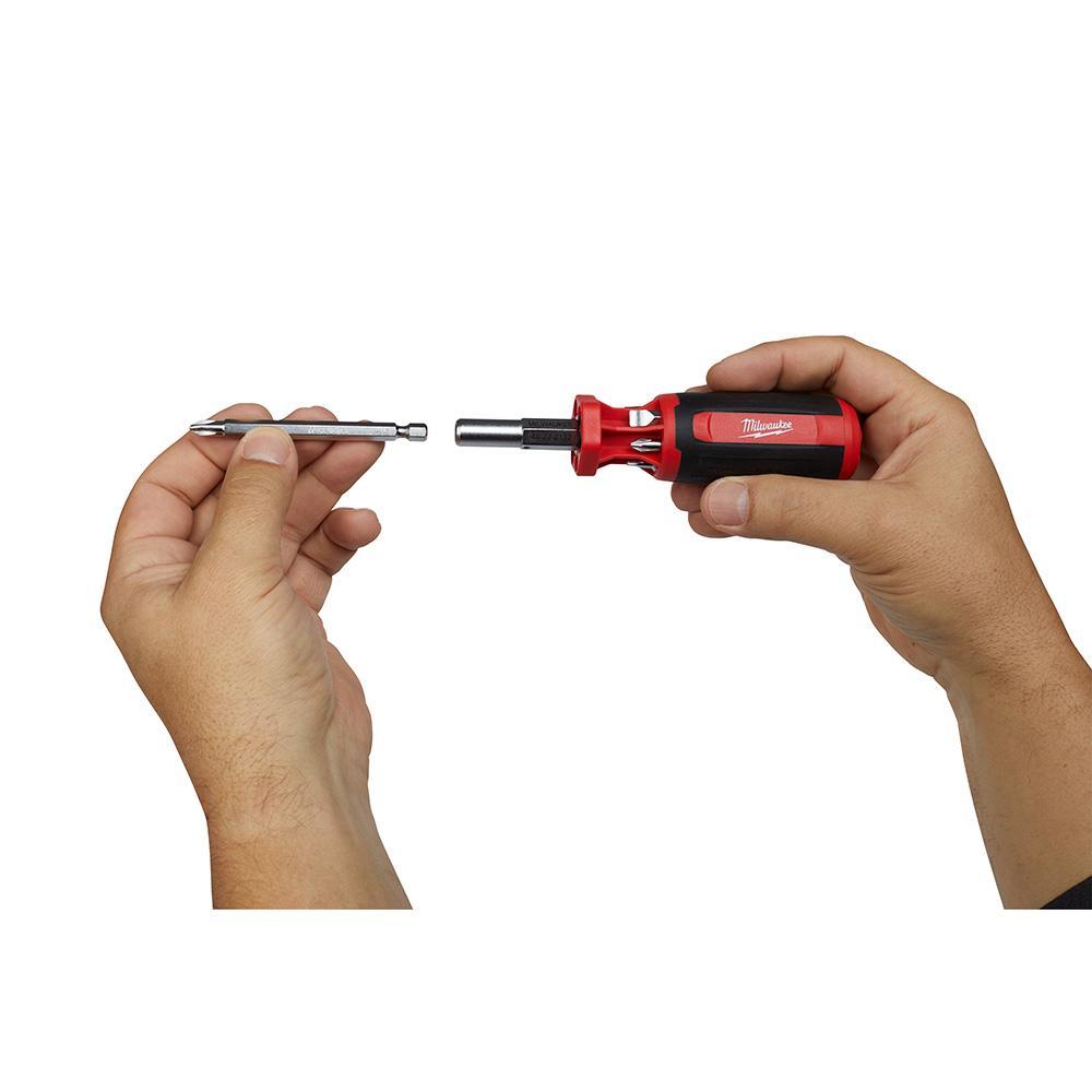 Milwaukee&reg; 48-22-2132 9-in-1 General Purpose Multi-Bit Screwdriver, 9 Pieces, Phillips&reg;/Slotted/Square Point, Ergonomic Grip Handle, Steel