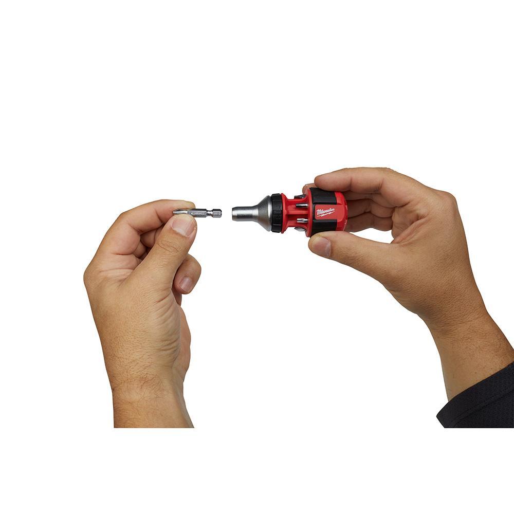 Milwaukee&reg; 48-22-2330 8-in-1 Compact General Purpose Ratcheting Multi-Bit Screwdriver, 8 Pieces, Phillips&reg;/Slotted/Square/Torx&reg; Point, Ergonomic Grip Handle, Steel