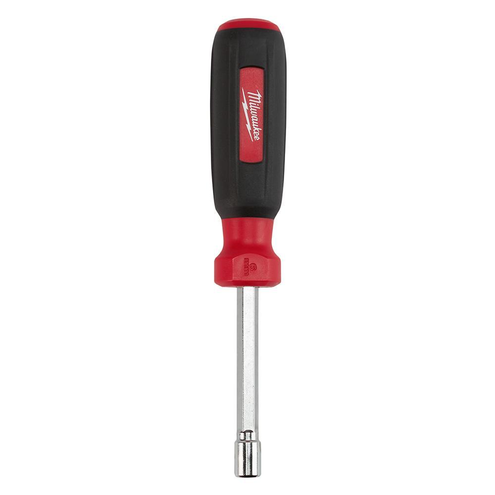 Milwaukee&reg; 48-22-2433 Nut Driver, 6 mm, Hex/Hollow Shank, Black/Red, Polished Chrome