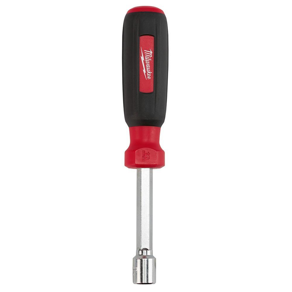 Milwaukee&reg; 48-22-2436 Nut Driver, 10 mm, Hex/Hollow Shank, Black/Red Cushion Grip Handle, Polished Chrome