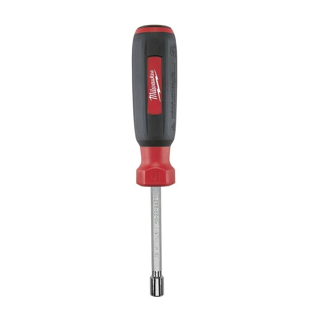 Milwaukee&reg; HollowCore&trade; 48-22-2531 Magnetic Nut Driver, 5 mm, Hex/Hollow Shank, Black/Red Cushion Grip Handle, Polished Chrome