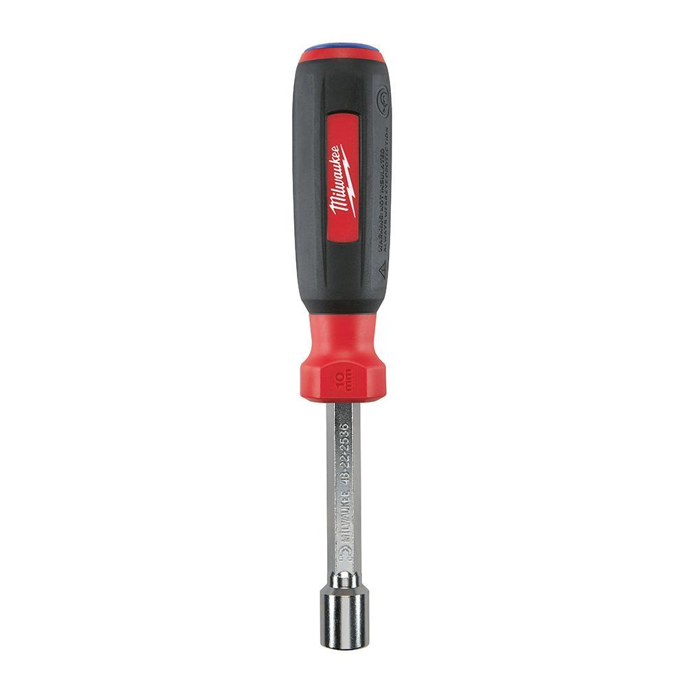 Milwaukee&reg; HollowCore&trade; 48-22-2536 Magnetic Nut Driver, 10 mm, Hex Shank, Black/Red, Polished Chrome