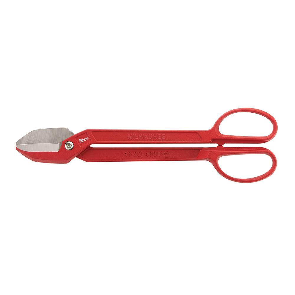 Milwaukee&reg; 48-22-4001 Tinner Snip, 16 ga Cold Rolled Steel, 18 ga Stainless Steel Cutting, 2-5/8 in L of Cut, Bulldog/Left/Right/Straight Snip, Forged Alloy Steel Blade, Steel Handle