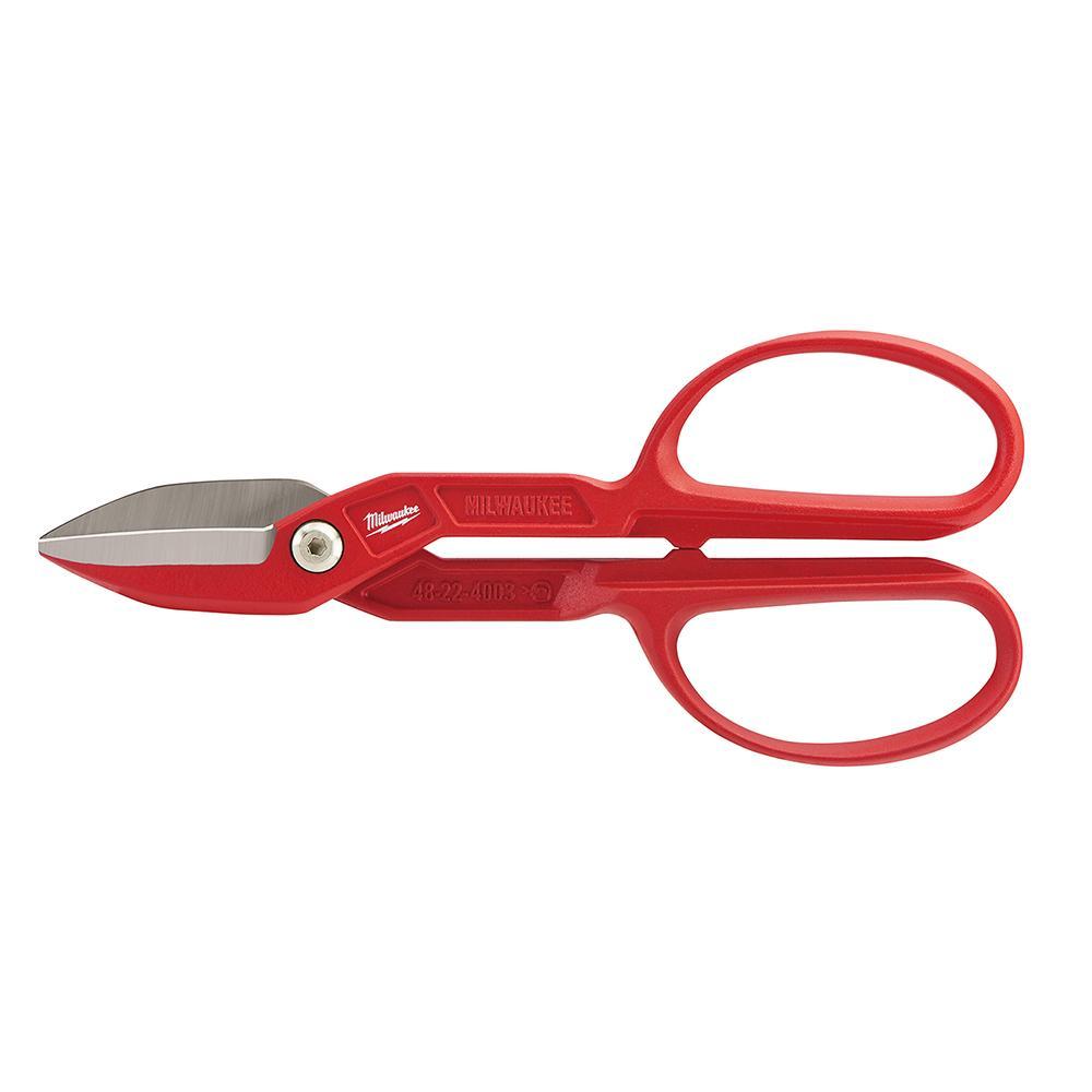 Crescent&reg;WDF12S Tinner Snips, 20 ga Cutting, 2.75 in Length of Cut, Straight Snip, Steel Blade, Cushion Grip Handle, Ergonomic Grip